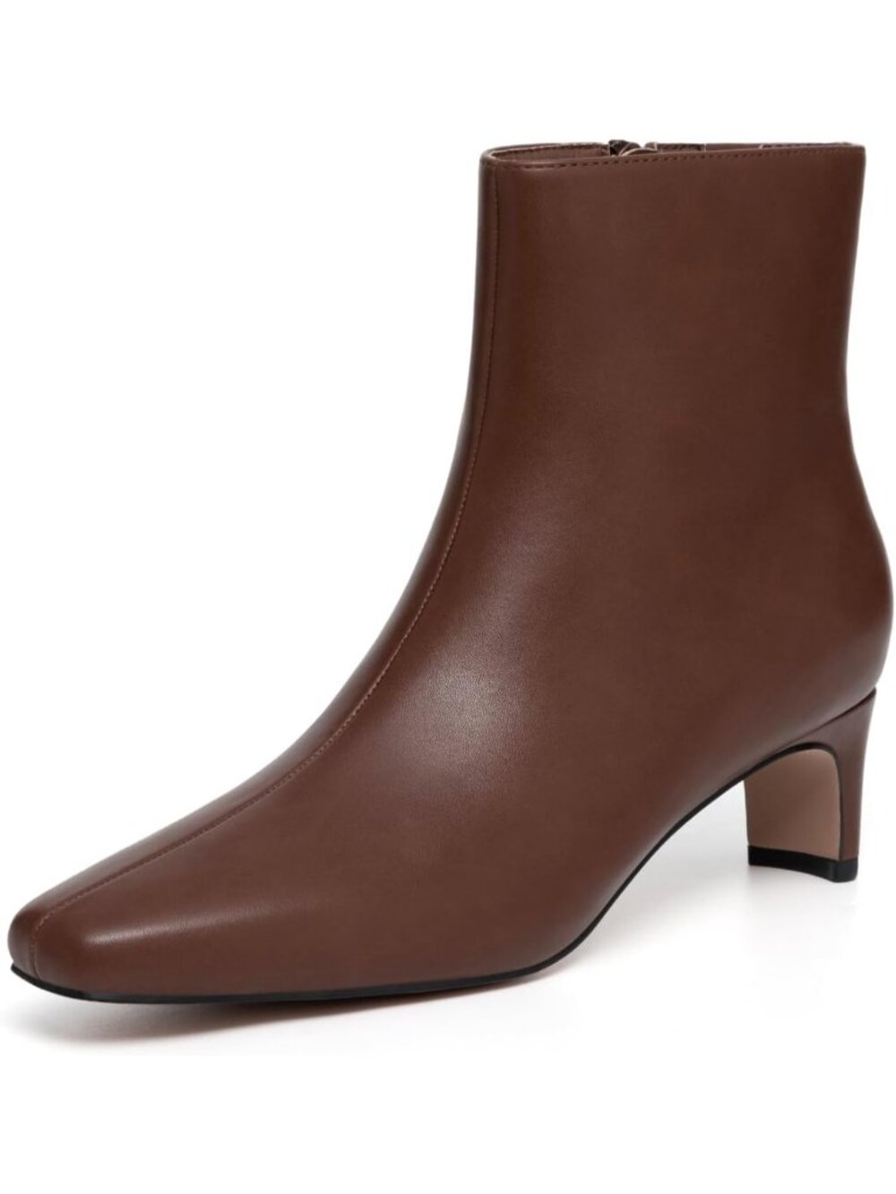 Women's Brown Square Toe Chunky Heel Ankle Boots Round Toe Low Heels Booties